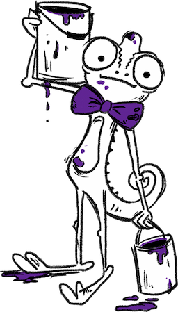 Gamma cameleon with can of farb