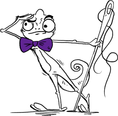 Gamma cameleon with a needle looking for something